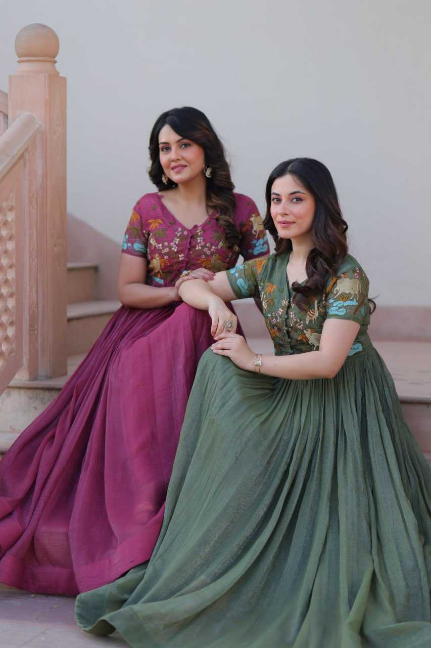 Ynf Cotton KESH489 1170 Gowns Wholesale Printed Gowns Embroidery Gowns Party Gowns Manufacturer