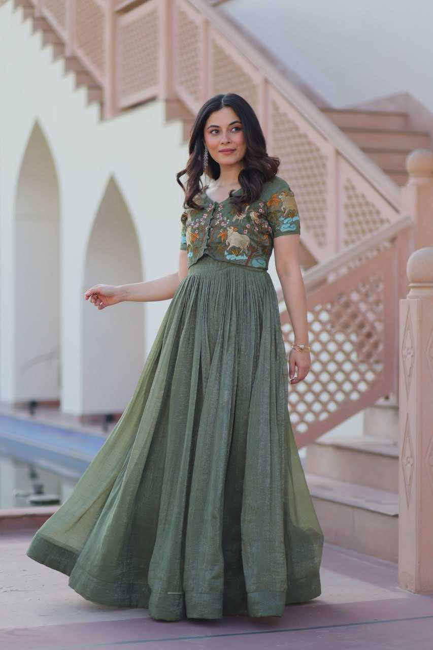Ynf Cotton KESH489 1170 Gowns Wholesale Printed Gowns Embroidery Gowns Party Gowns Manufacturer