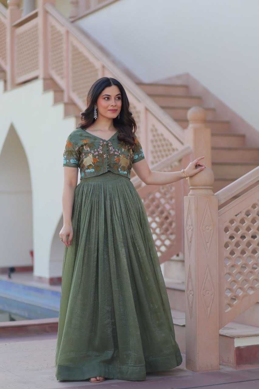 Ynf Cotton KESH489 1170 Gowns Wholesale Printed Gowns Embroidery Gowns Party Gowns Manufacturer