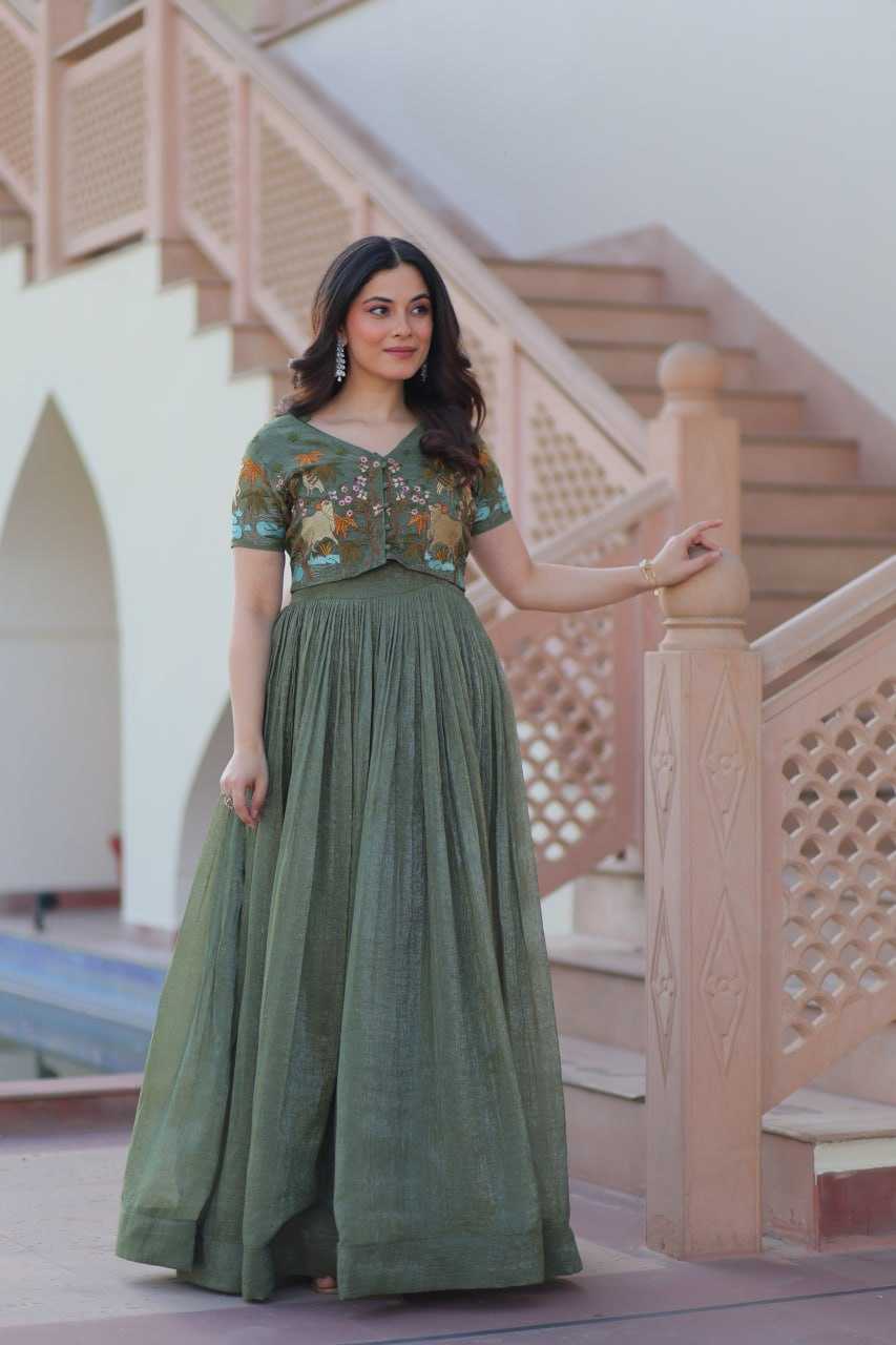 Ynf Cotton KESH489 1170 Gowns Wholesale Printed Gowns Embroidery Gowns Party Gowns Manufacturer
