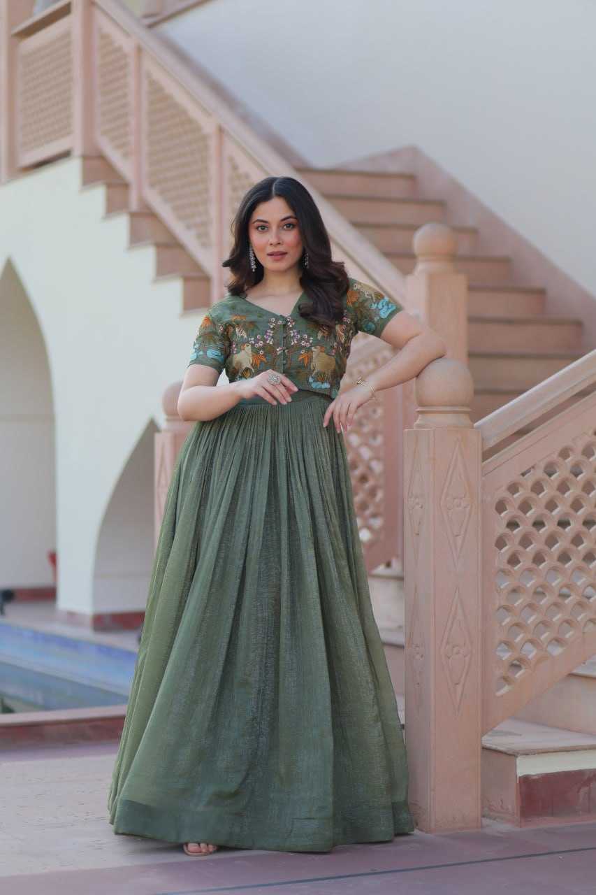 Ynf Cotton KESH489 1170 Gowns Wholesale Printed Gowns Embroidery Gowns Party Gowns Manufacturer