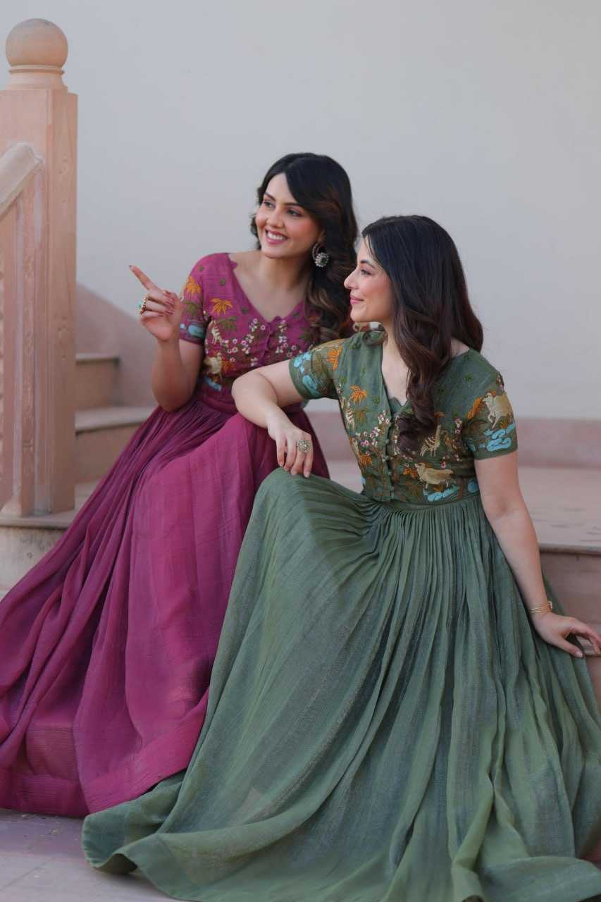 Ynf Cotton KESH489 1170 Gowns Wholesale Printed Gowns Embroidery Gowns Party Gowns Manufacturer