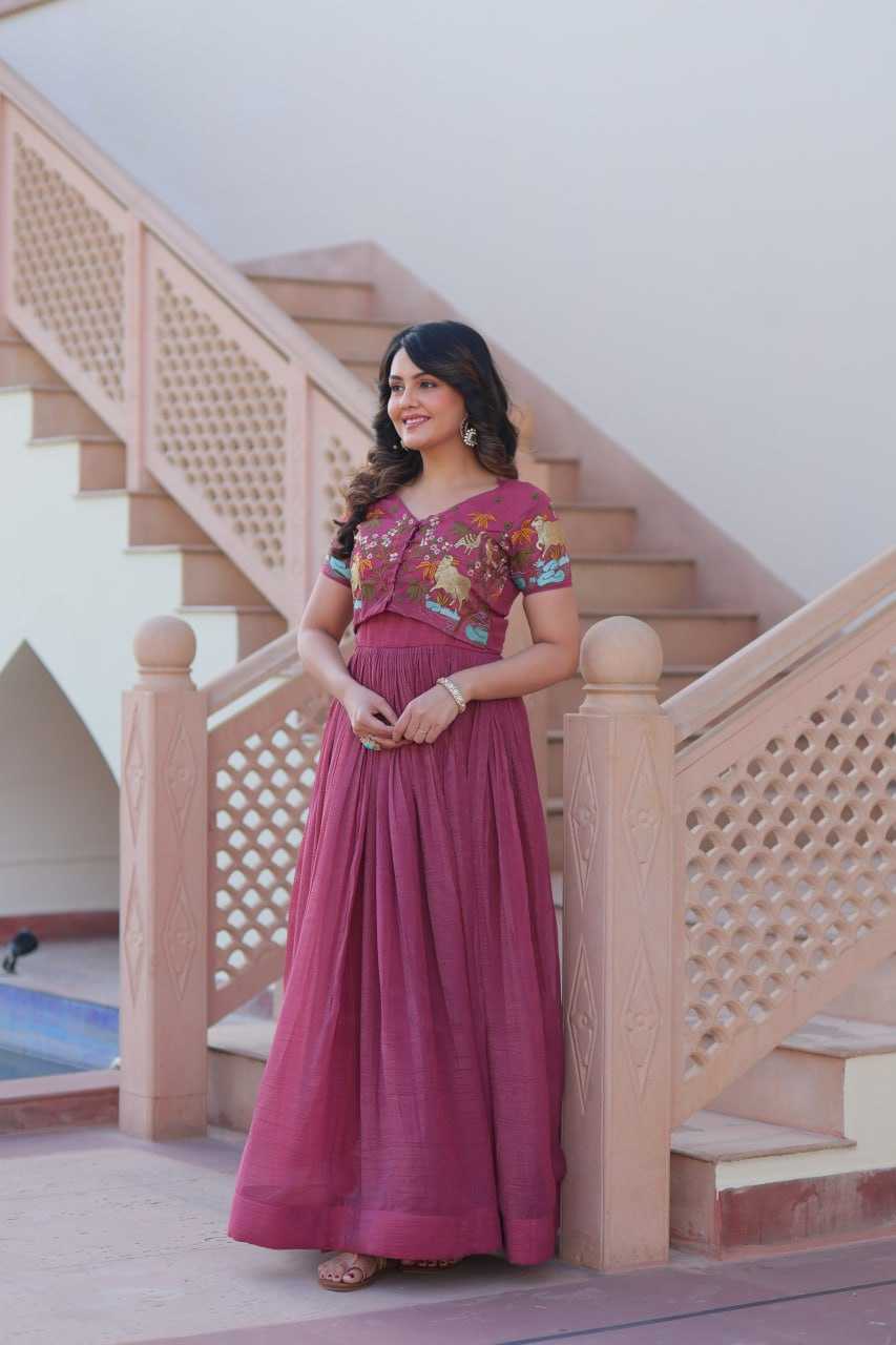 Ynf Cotton KESH489 1170 Gowns Wholesale Printed Gowns Embroidery Gowns Party Gowns Manufacturer