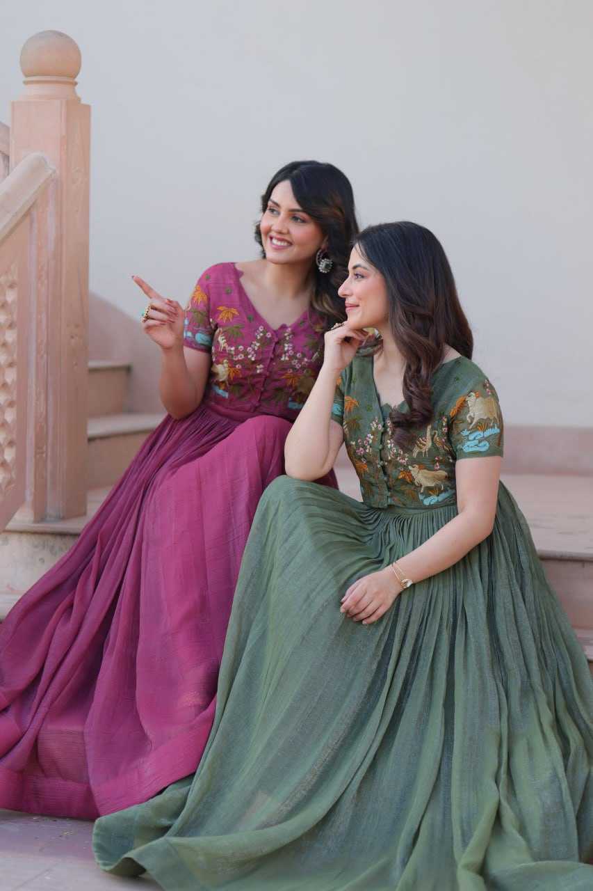 Ynf Cotton KESH489 1170 Gowns Wholesale Printed Gowns Embroidery Gowns Party Gowns Manufacturer