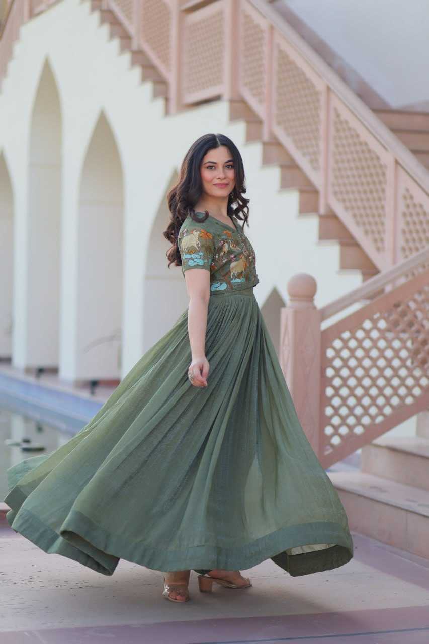 Ynf Cotton KESH489 1170 Gowns Wholesale Printed Gowns Embroidery Gowns Party Gowns Manufacturer