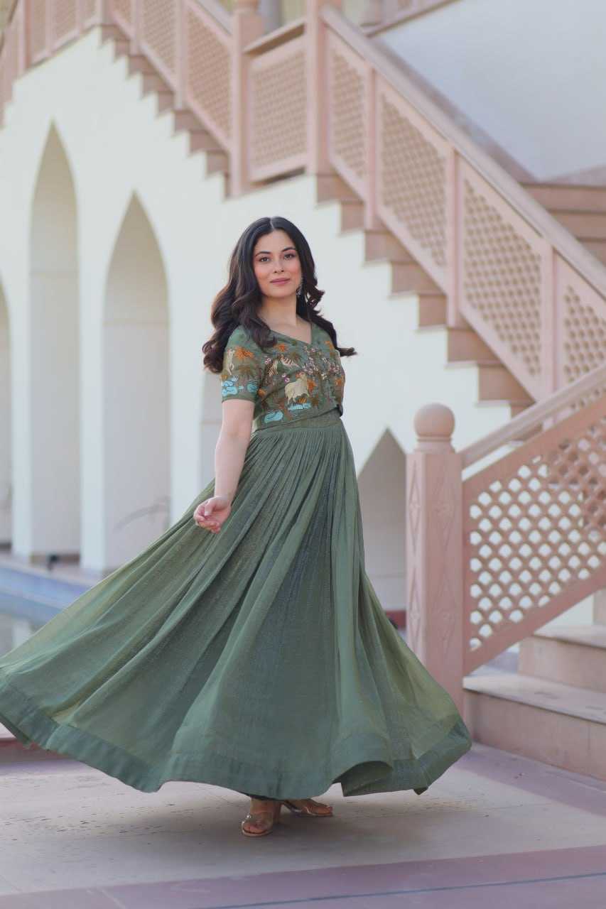 Ynf Cotton KESH489 1170 Gowns Wholesale Printed Gowns Embroidery Gowns Party Gowns Manufacturer