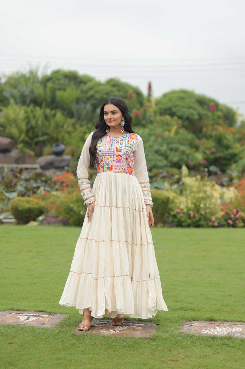 Ynf Cotton KESH491 9253 Gowns Wedding Collections Festive Collections Wholesale Embroidery Gowns Designer Gowns Full Sleeve Gowns Manufacturer