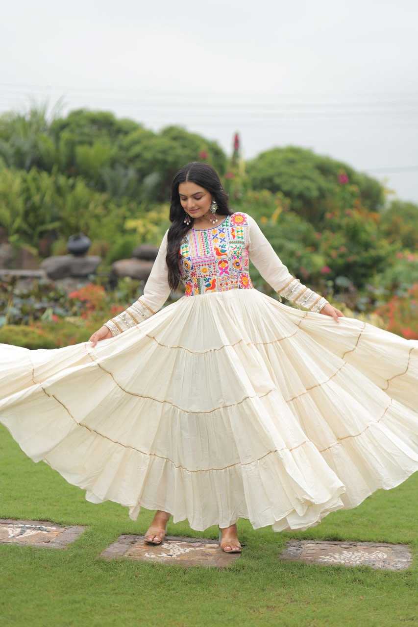Ynf Cotton KESH491 9253 Gowns Wedding Collections Festive Collections Wholesale Embroidery Gowns Designer Gowns Full Sleeve Gowns Manufacturer