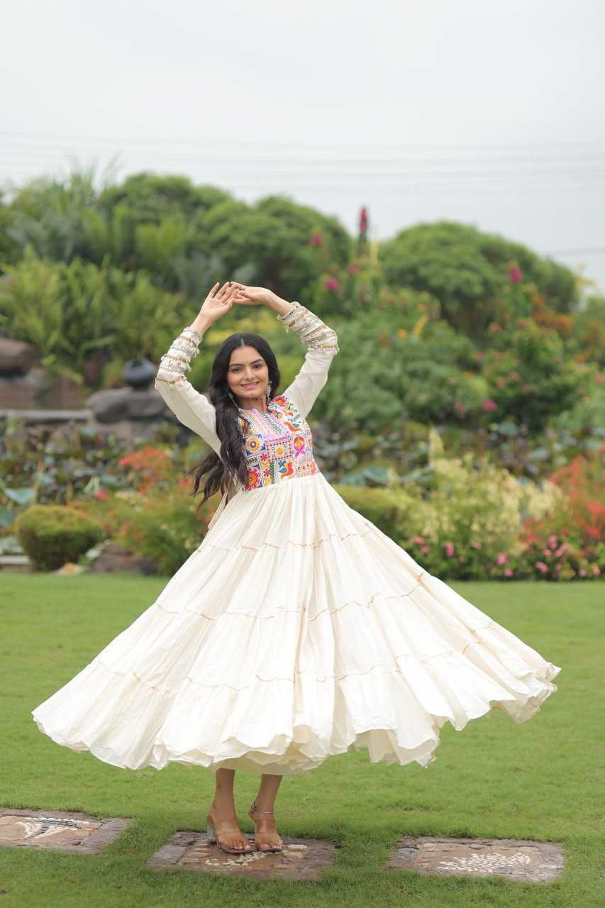Ynf Cotton KESH491 9253 Gowns Wedding Collections Festive Collections Wholesale Embroidery Gowns Designer Gowns Full Sleeve Gowns Manufacturer