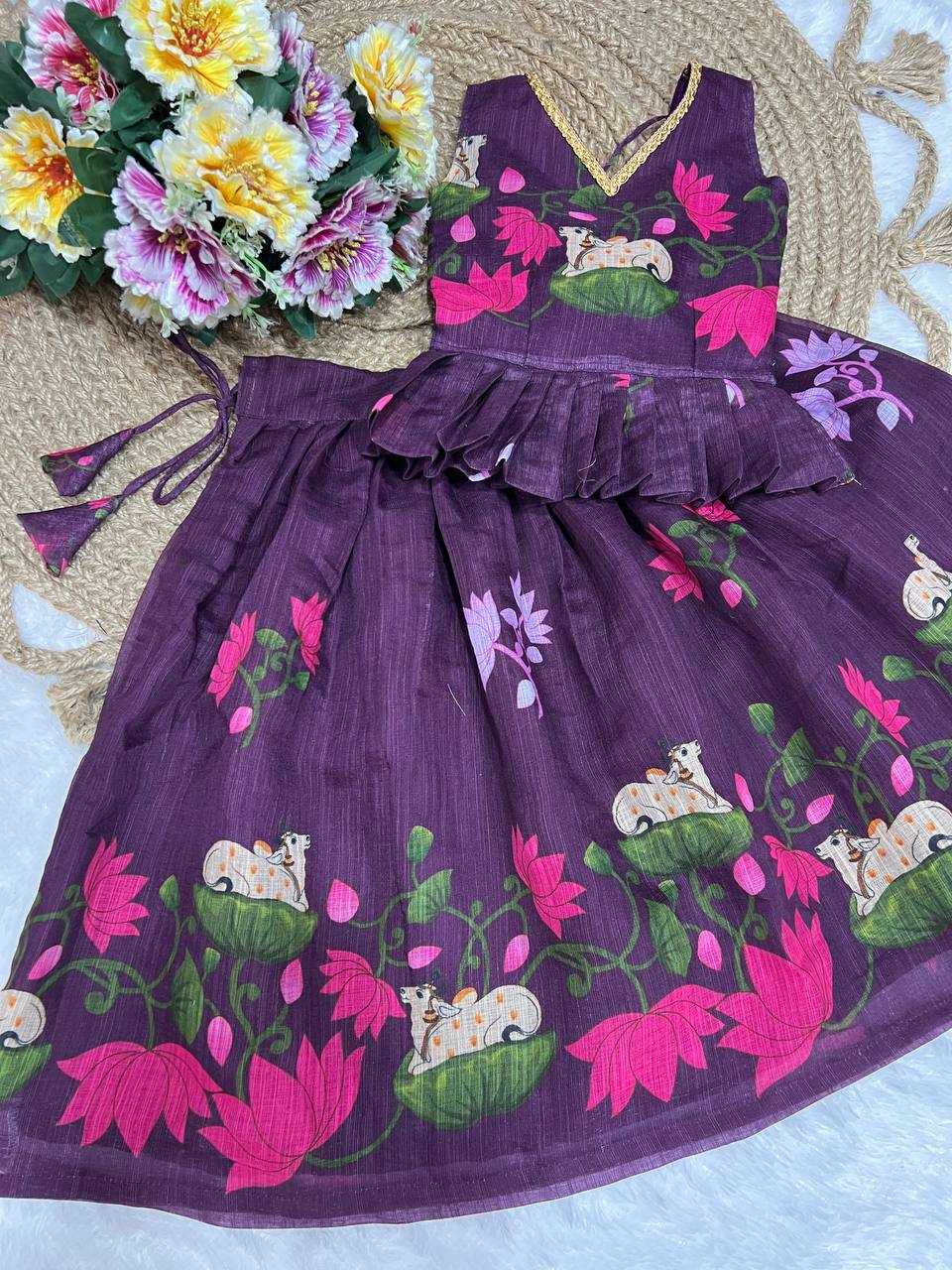Ynf Cotton KESH493 Lotus Kids Wear Wholesale Kids Lehenga Kids Lehenga Choli Baby Girl Lehenga Manufacturer