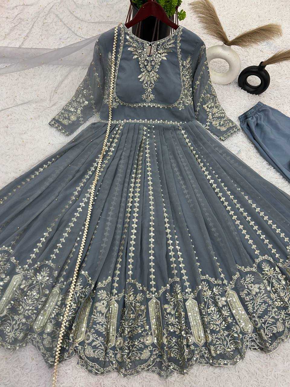 Ynf Cotton KESH499 817 Gowns Wholesale Fancy Gowns Embroidery Gowns Full Sleeve Gowns Sequin Gowns Manufacturer