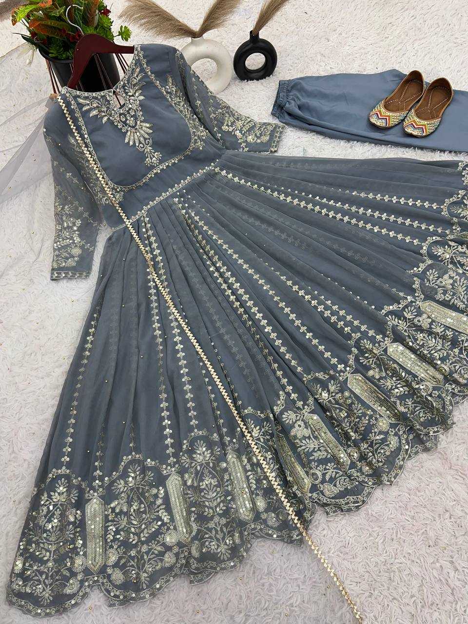 Ynf Cotton KESH499 817 Gowns Wholesale Fancy Gowns Embroidery Gowns Full Sleeve Gowns Sequin Gowns Manufacturer
