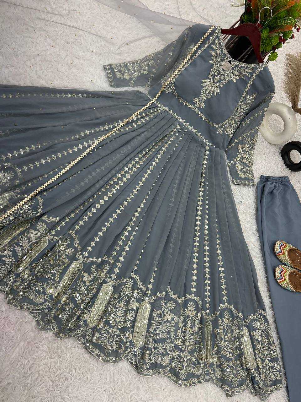 Ynf Cotton KESH499 817 Gowns Wholesale Fancy Gowns Embroidery Gowns Full Sleeve Gowns Sequin Gowns Manufacturer
