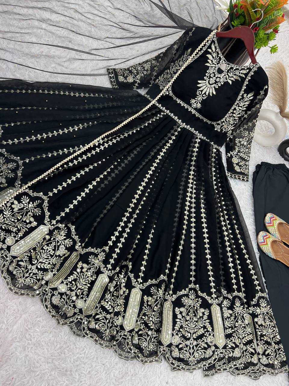 Ynf Cotton KESH499 817 Gowns Wholesale Fancy Gowns Embroidery Gowns Full Sleeve Gowns Sequin Gowns Manufacturer