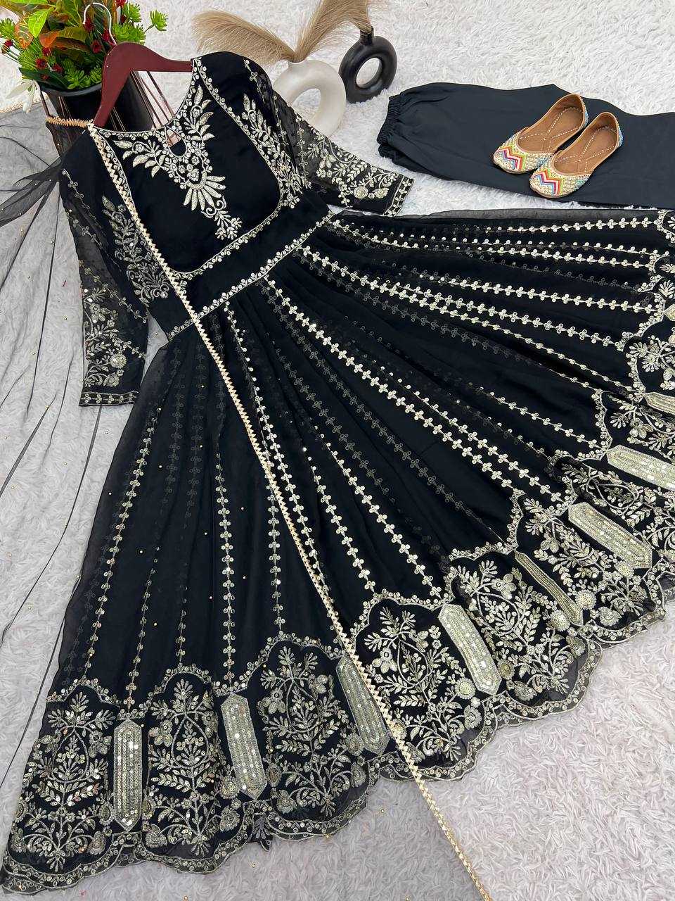 Ynf Cotton KESH499 817 Gowns Wholesale Fancy Gowns Embroidery Gowns Full Sleeve Gowns Sequin Gowns Manufacturer