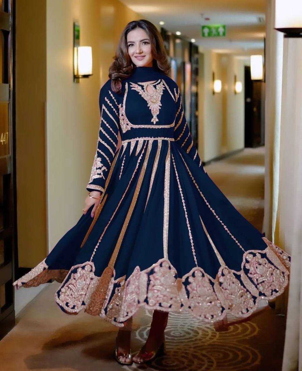 Ynf Cotton KESH499 817 Gowns Wholesale Fancy Gowns Embroidery Gowns Full Sleeve Gowns Sequin Gowns Manufacturer