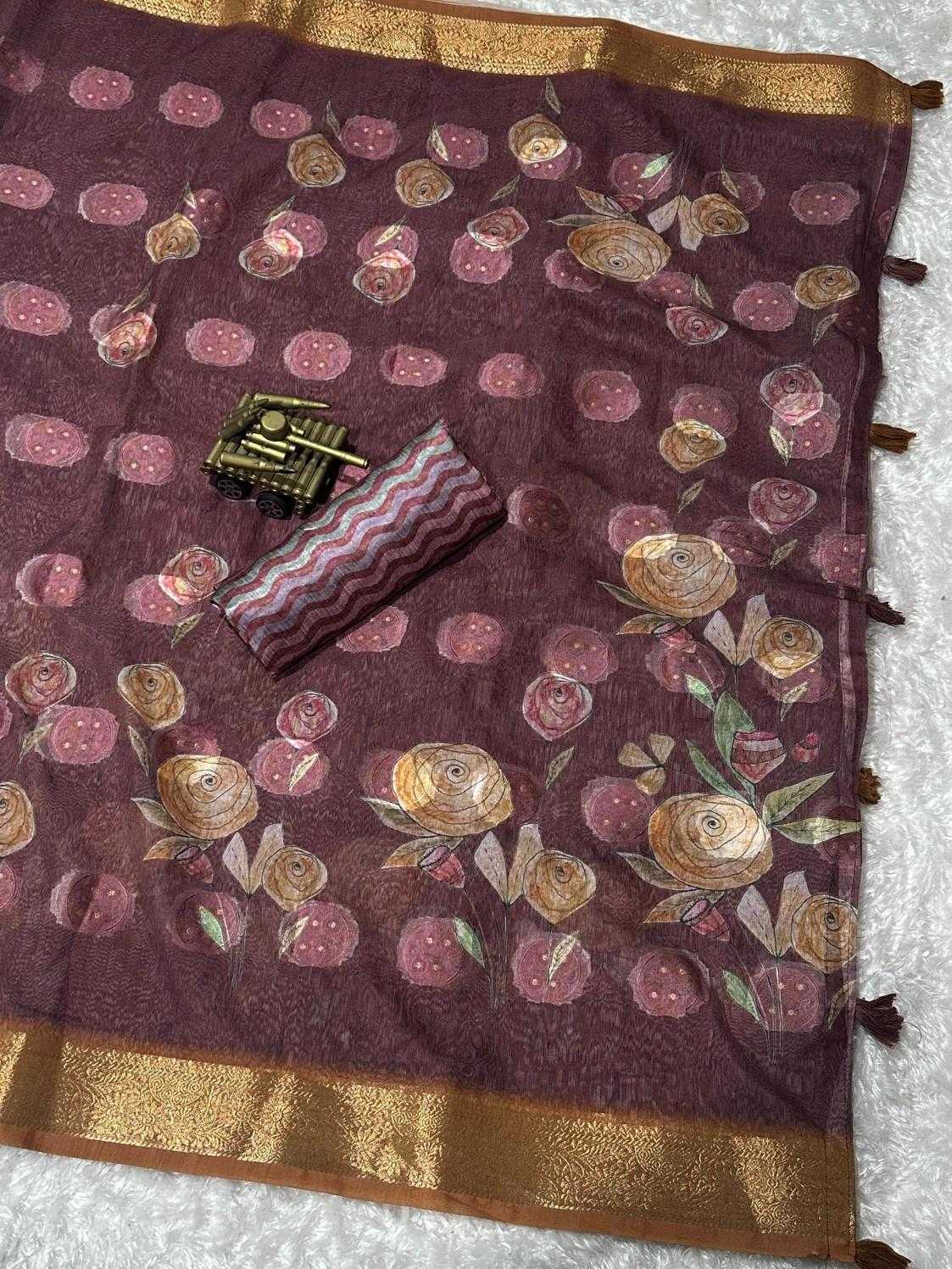 Ynf Cotton KESH500 Rosa Sarees Wholesale Printed Sarees Jacquard Saree Cotton Sarees Manufacturer