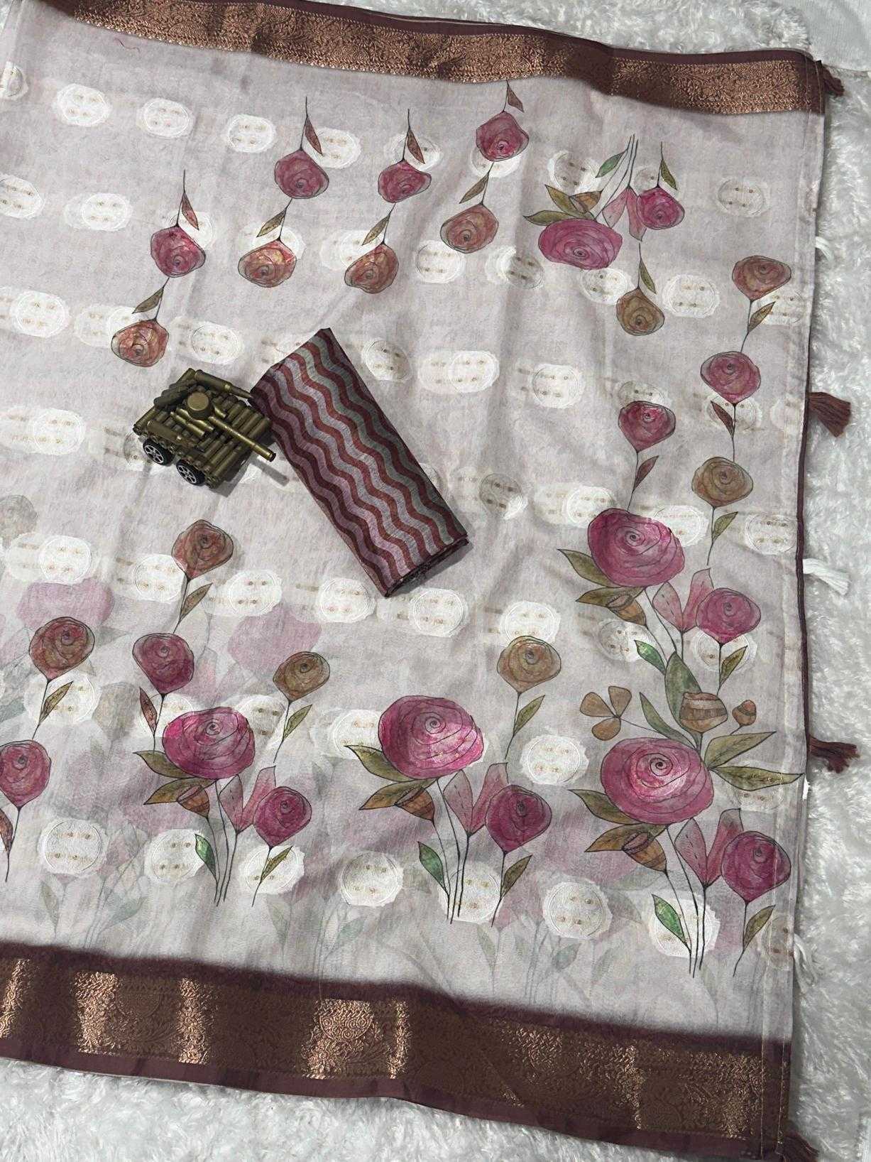Ynf Cotton KESH500 Rosa Sarees Wholesale Printed Sarees Jacquard Saree Cotton Sarees Manufacturer