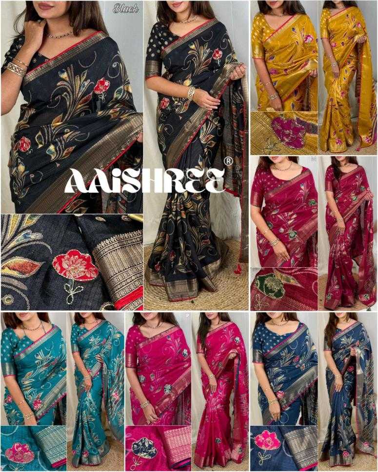 Ynf Cotton KESH500 Saiyaara Sarees Wholesale Printed Sarees Cotton Linen Sarees Zari Border Sarees Manufacturer