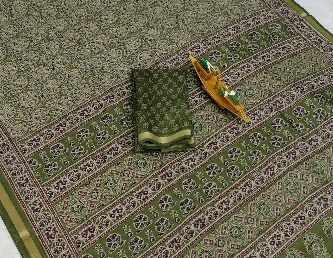 Ynf Cotton KESH525 COTTON AJRAKH Vol-1 Sarees Wholesale Fancy Sarees Cotton Linen Sarees Ladies Sarees Ajrakh Sarees Manufacturer