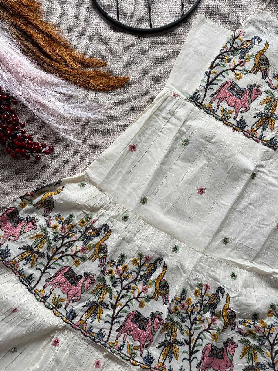 Ynf Cotton RIN107 FRONT Kids Wear Wedding Collections Festive Collections Wholesale Kids Gown Embroidered Frock Kids Festive Wear Manufacturer