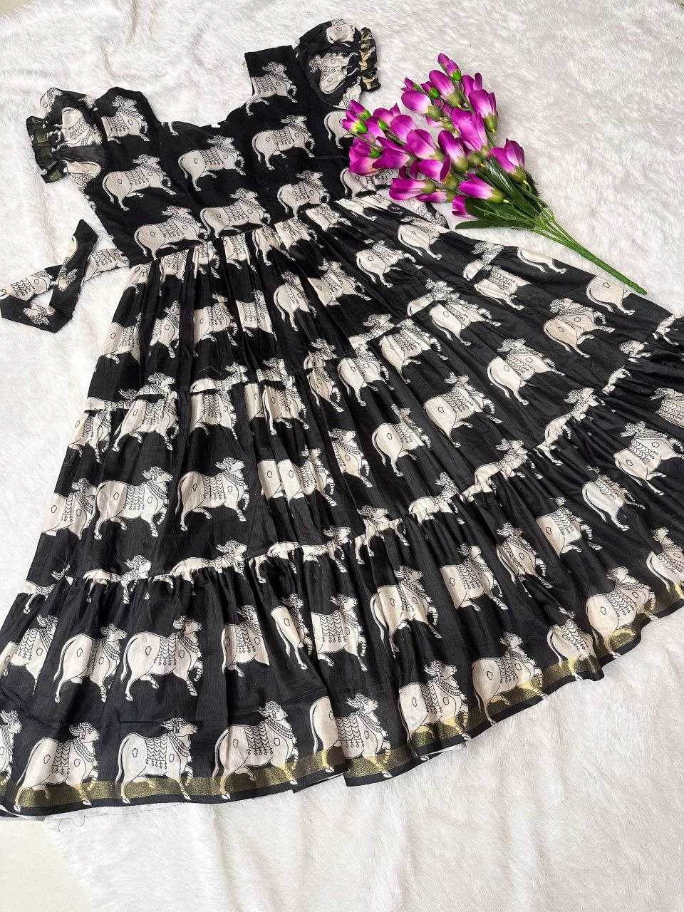 Ynf Cotton RIN161 youth Gowns Wholesale Printed Gowns Fancy Gowns Party Gowns Manufacturer
