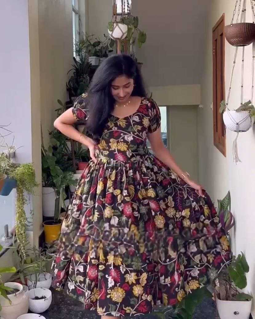 Ynf Cotton RIN161 youth Gowns Wholesale Printed Gowns Fancy Gowns Party Gowns Manufacturer