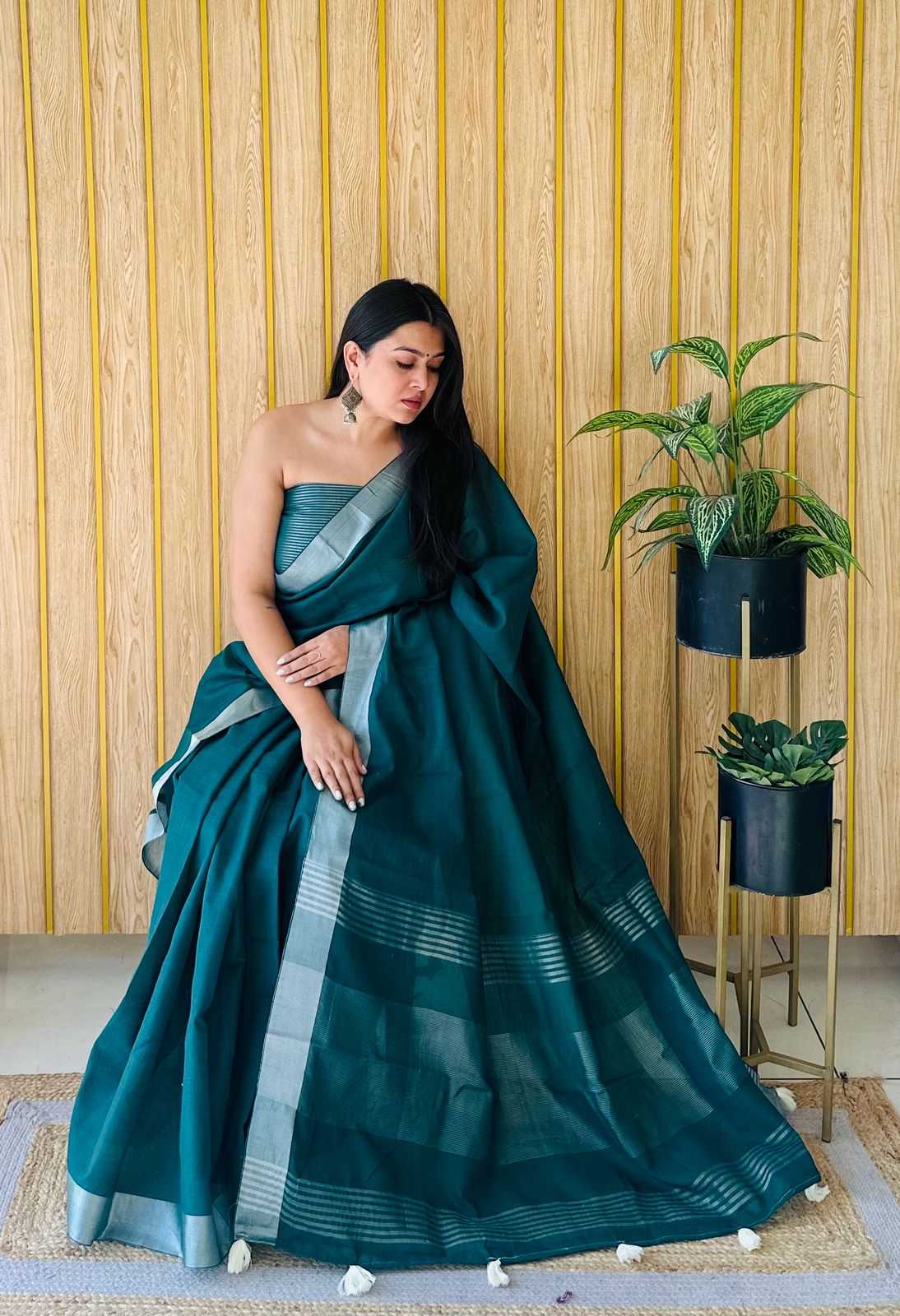 Ynf Cotton RIN183 AMANAT Sarees Wholesale Designer Sarees Cotton Linen Sarees Zari Border Sarees Manufacturer