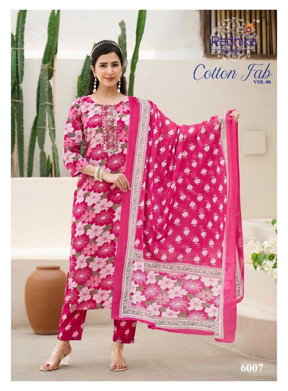Ynf Cotton RIN190 RADHIKA-COTTON FAB VOL6 Setwise Collections Wholesale Dresses & Suits Catalogs Manufacturer