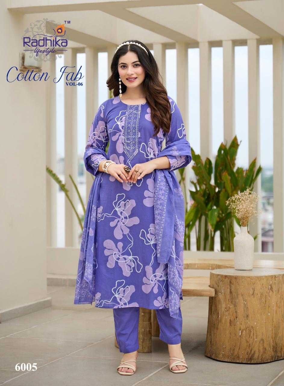Ynf Cotton RIN190 RADHIKA-COTTON FAB VOL6 Setwise Collections Wholesale Dresses & Suits Catalogs Manufacturer