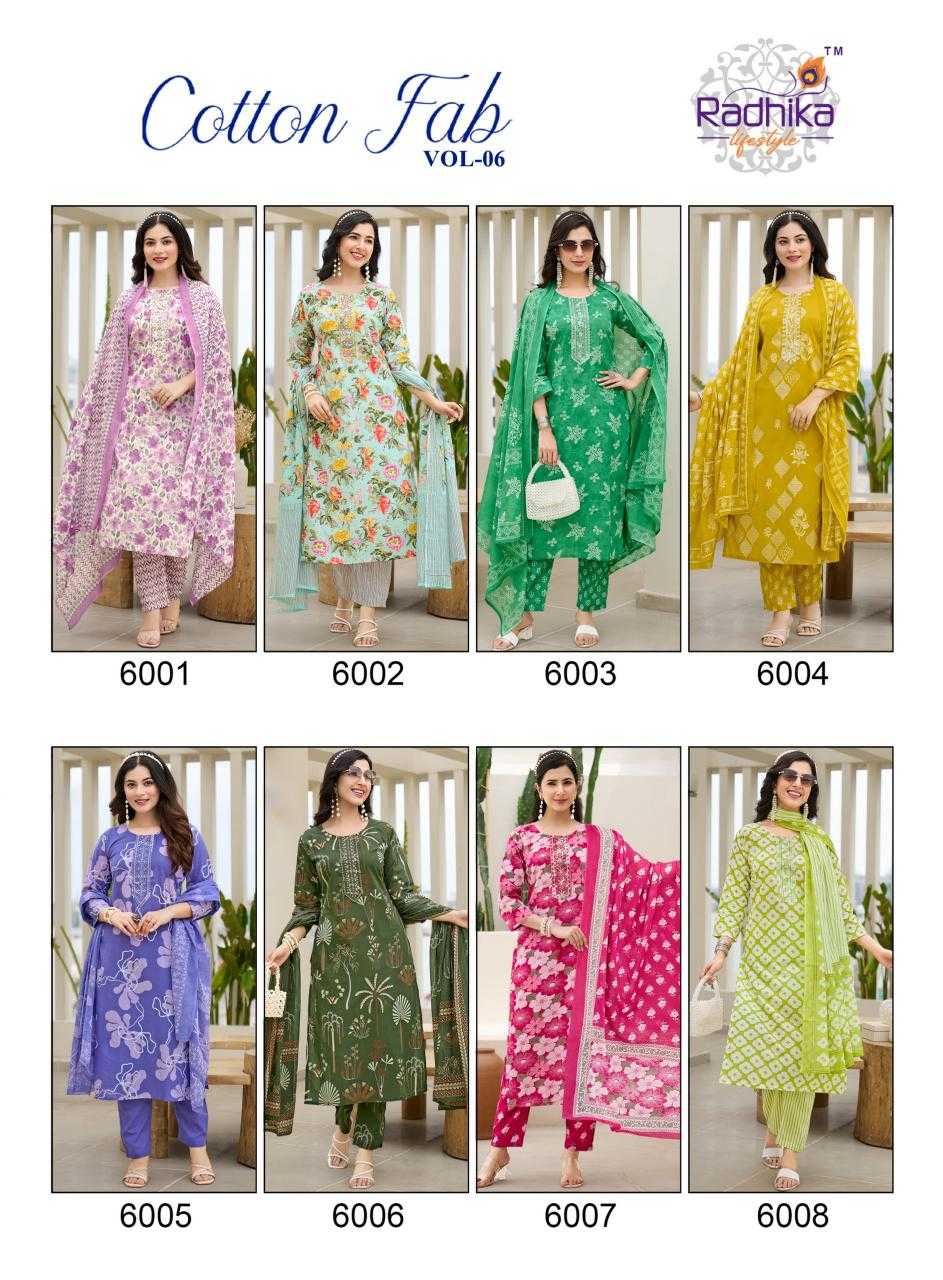 Ynf Cotton RIN190 RADHIKA-COTTON FAB VOL6 Setwise Collections Wholesale Dresses & Suits Catalogs Manufacturer