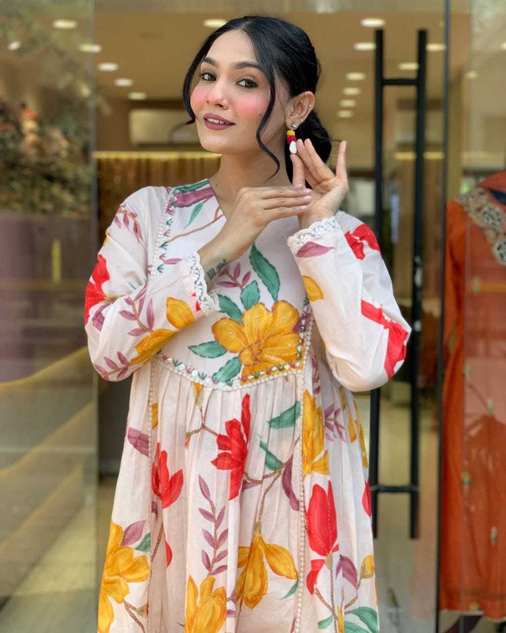 Ynf Cotton RIN222 BS-91 Gowns Festive Collections Wholesale Embroidery Gowns Designer Gowns Onam Collections Manufacturer