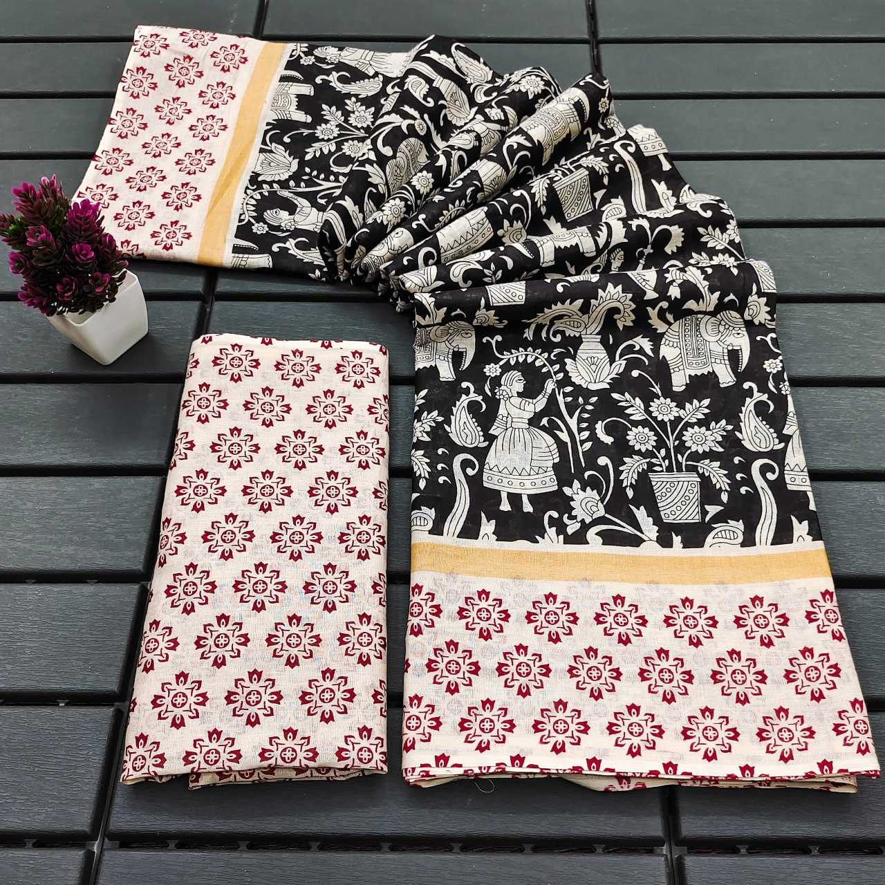 Ynf Cotton RIN229 90-4 Sarees Wholesale Printed Sarees Cotton Sarees Mulmul Cotton Sarees Manufacturer