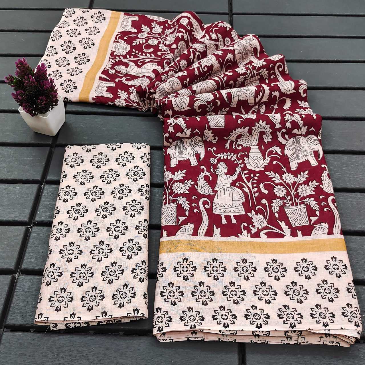 Ynf Cotton RIN229 90-4 Sarees Wholesale Printed Sarees Cotton Sarees Mulmul Cotton Sarees Manufacturer
