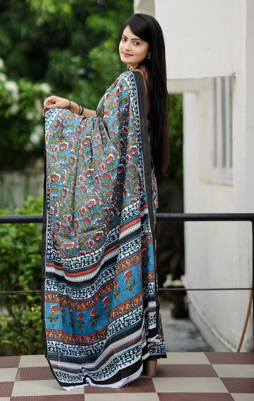 Ynf Cotton RIN229 93-8 Sarees Wholesale Printed Cotton Saree Cotton Sarees Mulmul Cotton Sarees Manufacturer