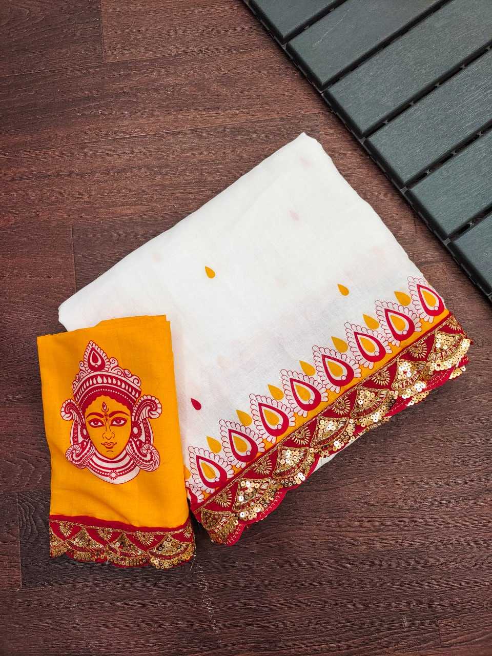 Ynf Cotton RIN229 DURGA Festive Collections Wholesale Durga Pooja Sarees Manufacturer