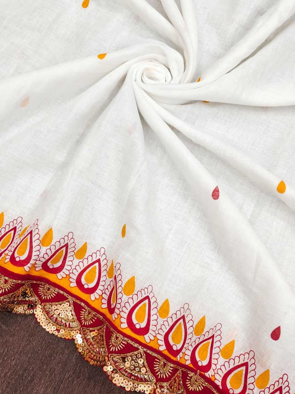 Ynf Cotton RIN229 DURGA Festive Collections Wholesale Durga Pooja Sarees Manufacturer