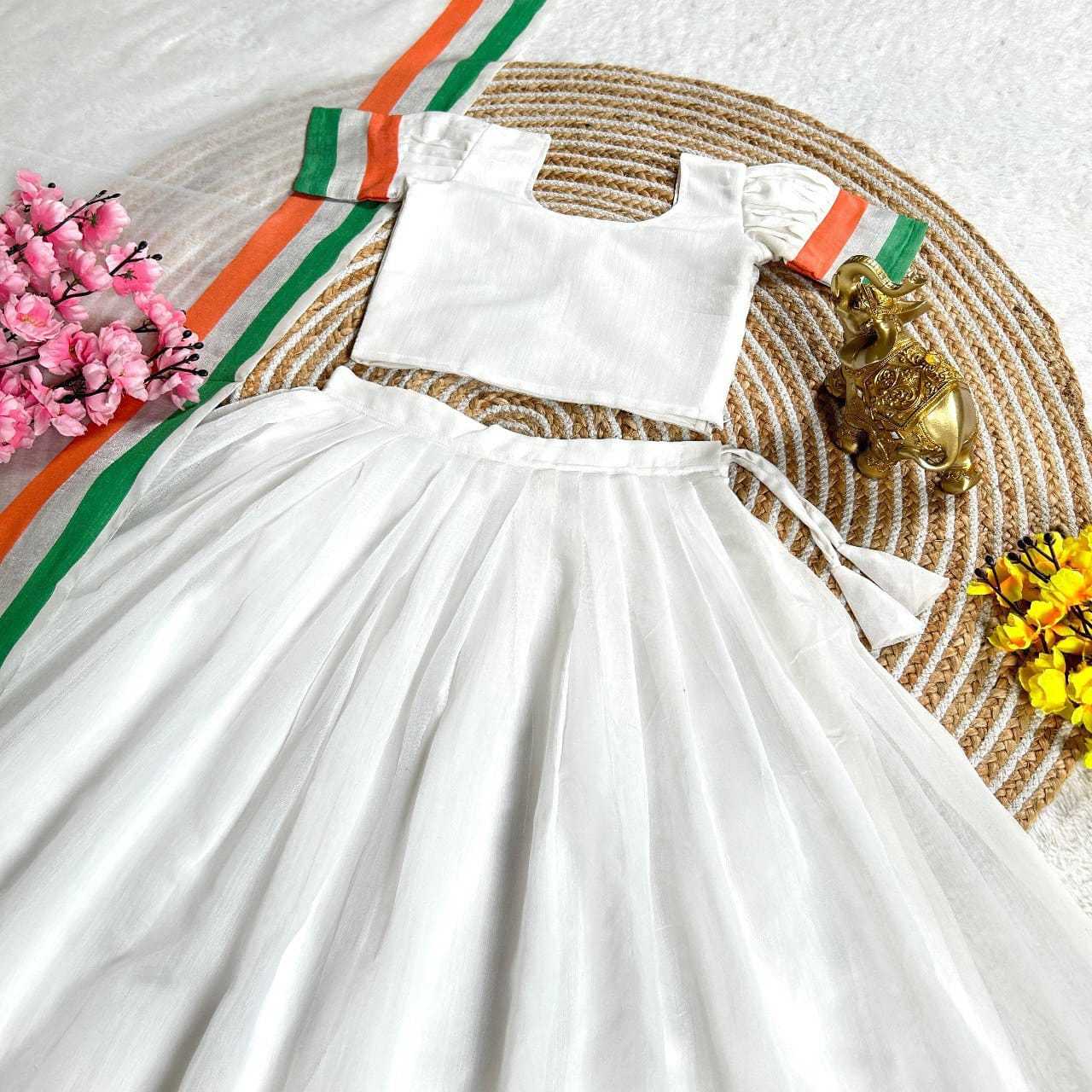 Ynf Cotton RIN235 Tri-Colour Kids Wear Festive Collections Wholesale Kids Lehenga Onam Collections Independence Day Collections Manufacturer