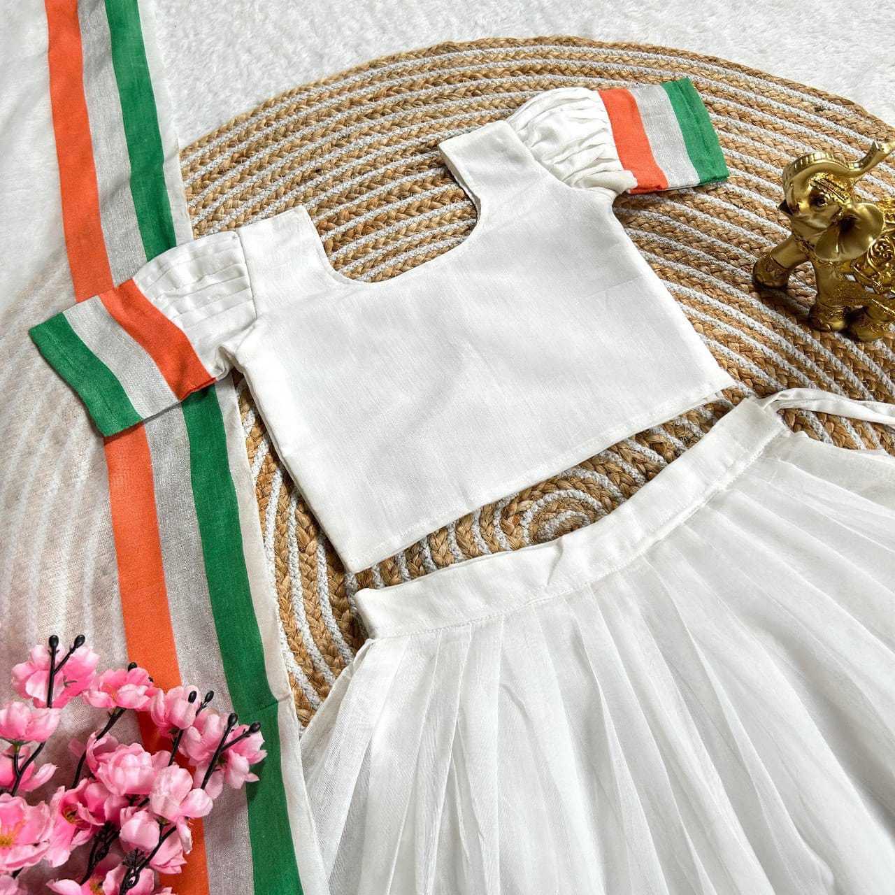 Ynf Cotton RIN235 Tri-Colour Kids Wear Festive Collections Wholesale Kids Lehenga Onam Collections Independence Day Collections Manufacturer