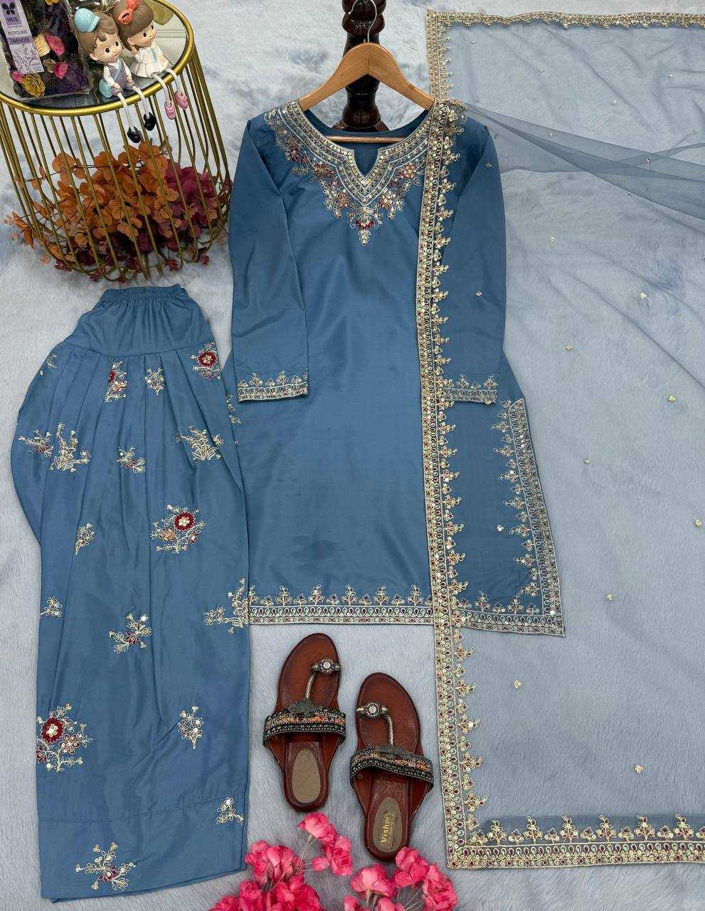 Ynf Crepe KESH141 1128 Suits & Dresses Wholesale Ladies Suits Embroidery Suits Palazzo Suit Punjabi Suit Manufacturer