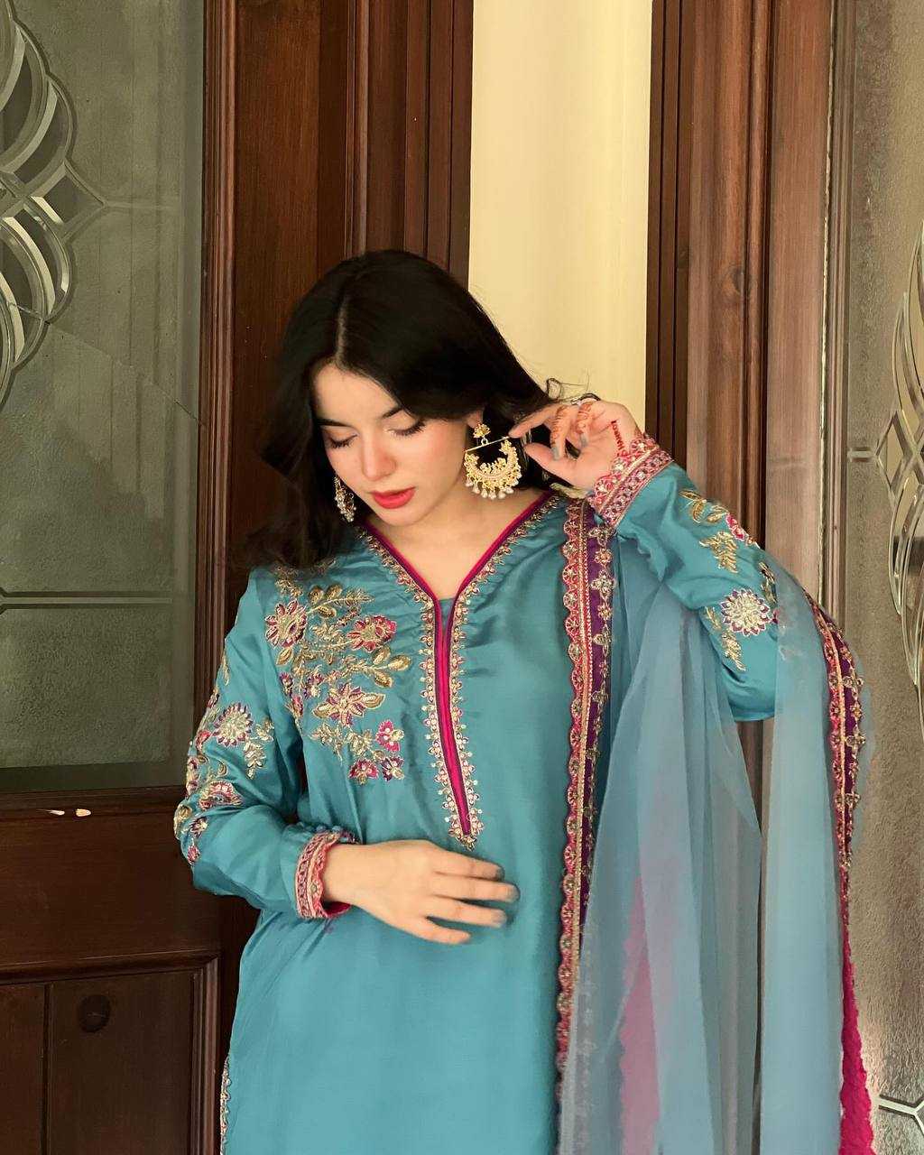 Ynf Crepe KESH158 10006 Suits & Dresses Wholesale Ladies Suits Embroidery Suits Palazzo Suit Manufacturer