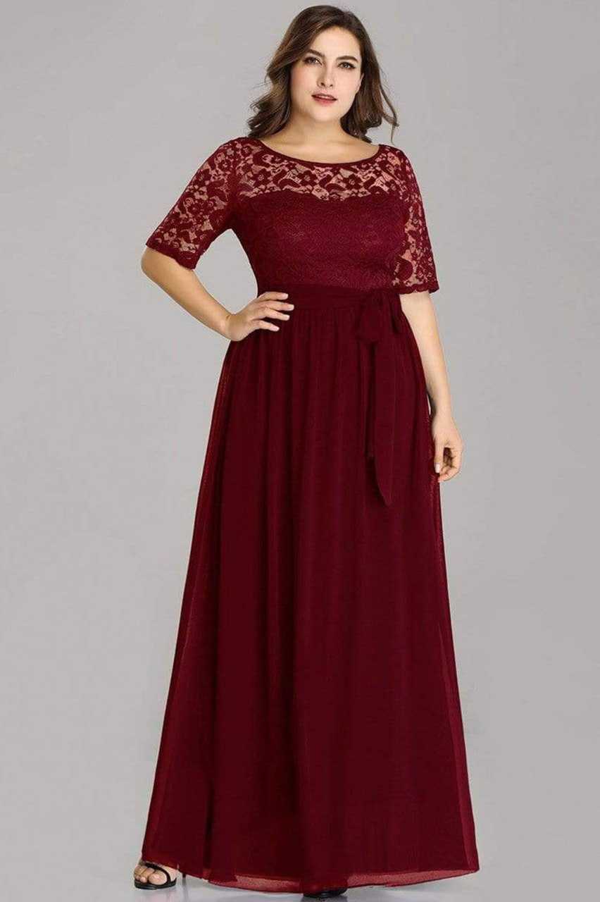Ynf Crepe KESH559 Maroon net Gowns Wholesale Net Gowns Gown With Belt Manufacturer