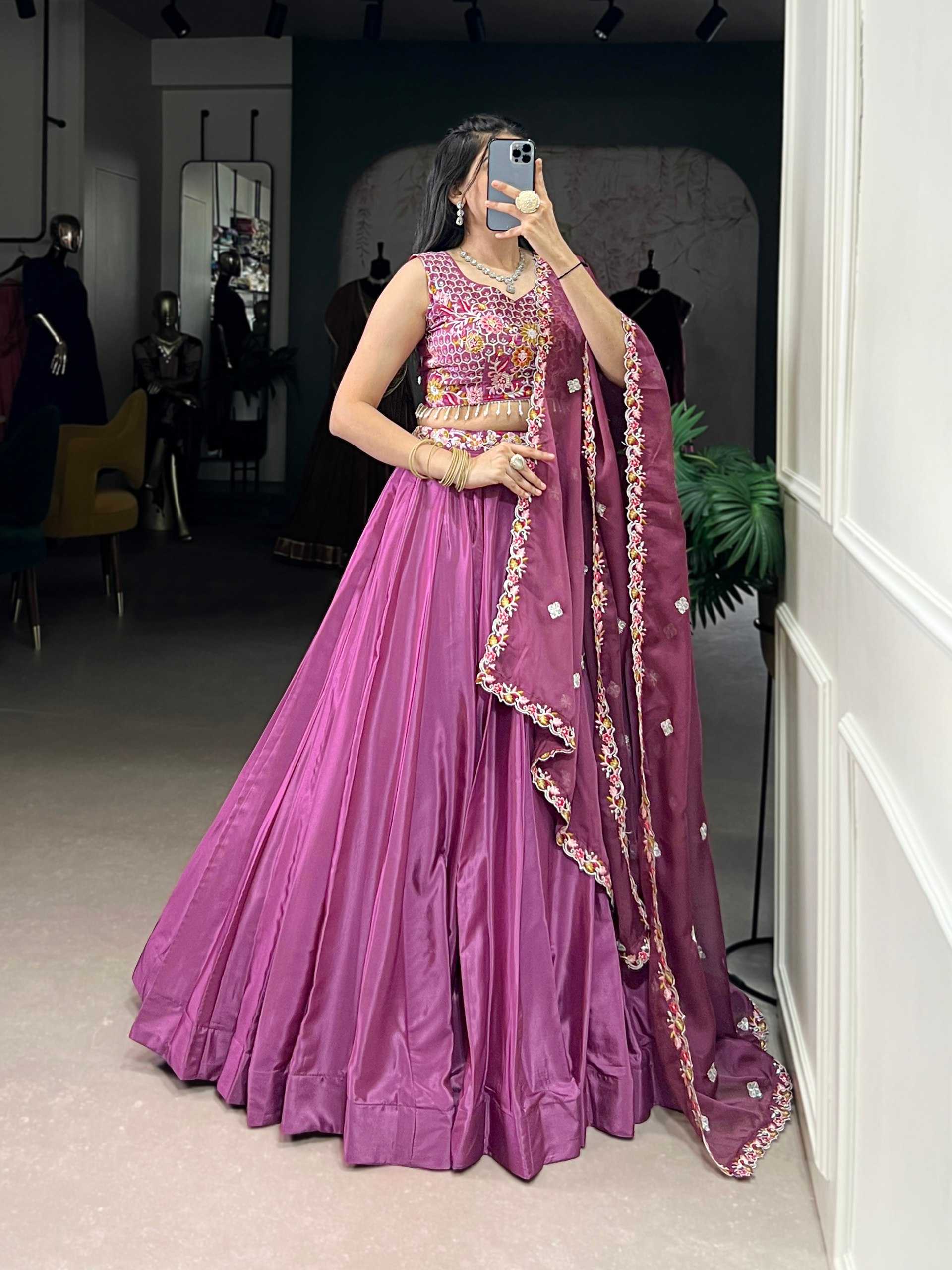 Ynf Crepe Silk KESH134 1446 Lehengas Wholesale Silk Lehenga Simple Lehenga Purple Lehenga Manufacturer