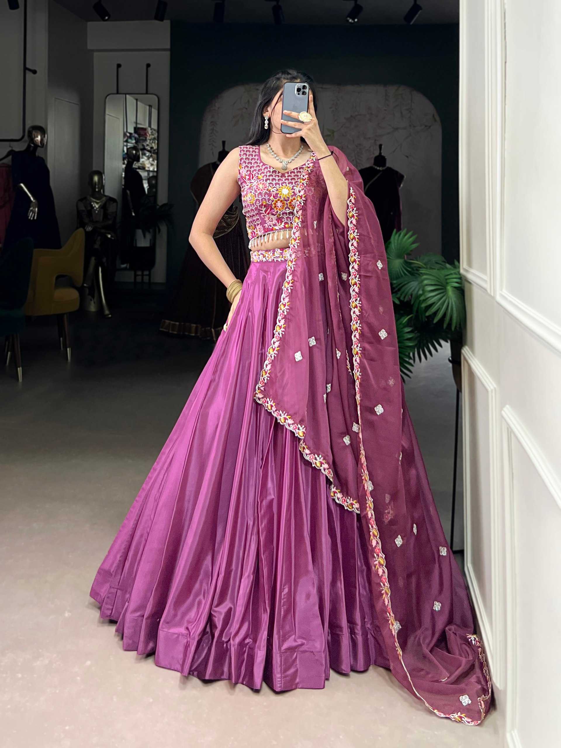 Ynf Crepe Silk KESH134 1446 Lehengas Wholesale Silk Lehenga Simple Lehenga Purple Lehenga Manufacturer