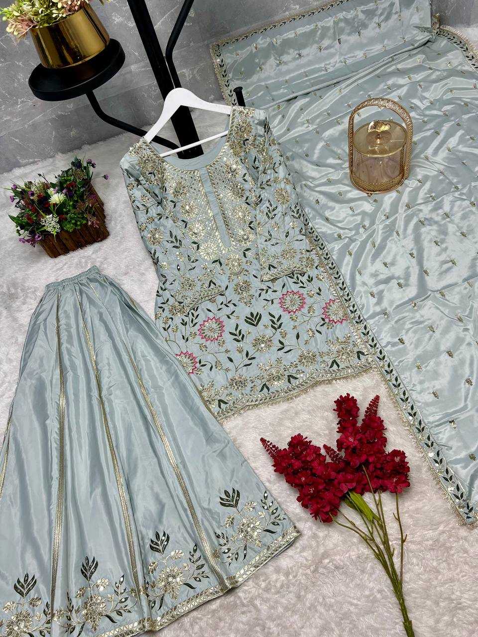 Ynf Crepe Silk KESH159 1354 Suits & Dresses Wholesale Ladies Suits Sharara Salwar Suits Embroidery Suits Party Wear Dresses Manufacturer