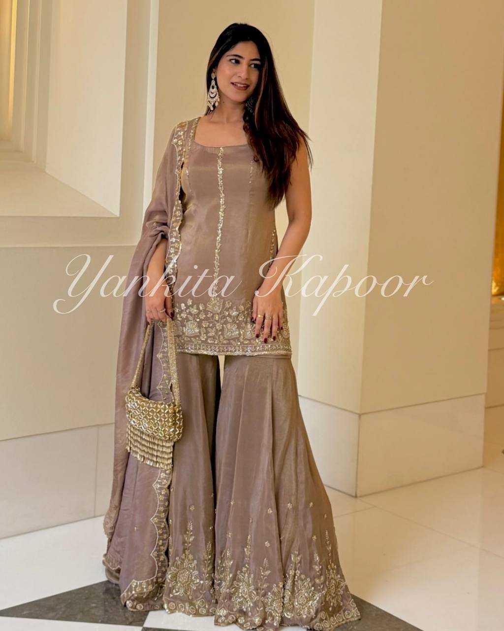 Ynf Crepe Silk KESH499 862 Suits & Dresses Wedding Collections Festive Collections Wholesale Sharara Salwar Suits Embroidery Suits Ladies Silk Suit Manufacturer