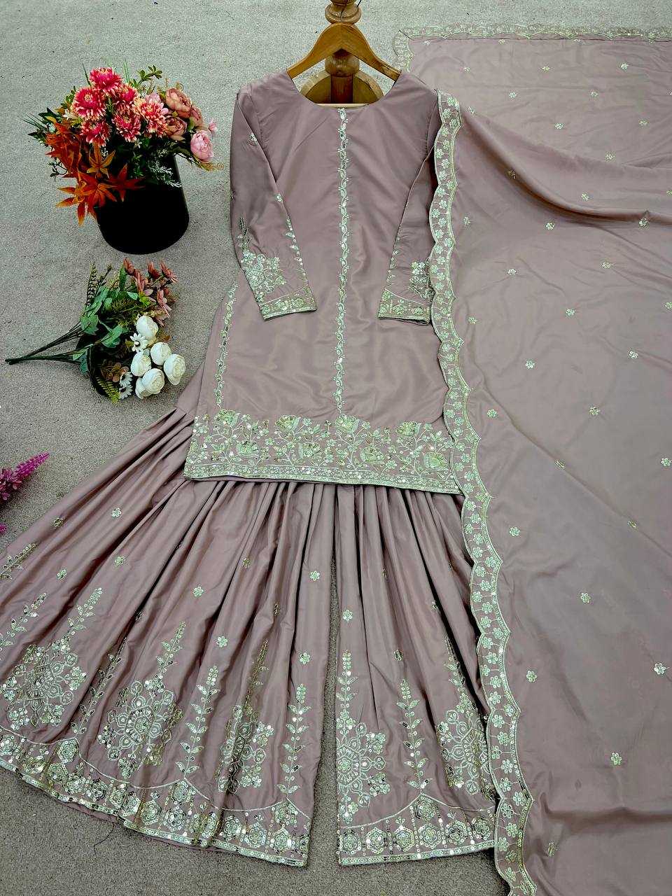 Ynf Crepe Silk KESH499 862 Suits & Dresses Wedding Collections Festive Collections Wholesale Sharara Salwar Suits Embroidery Suits Ladies Silk Suit Manufacturer