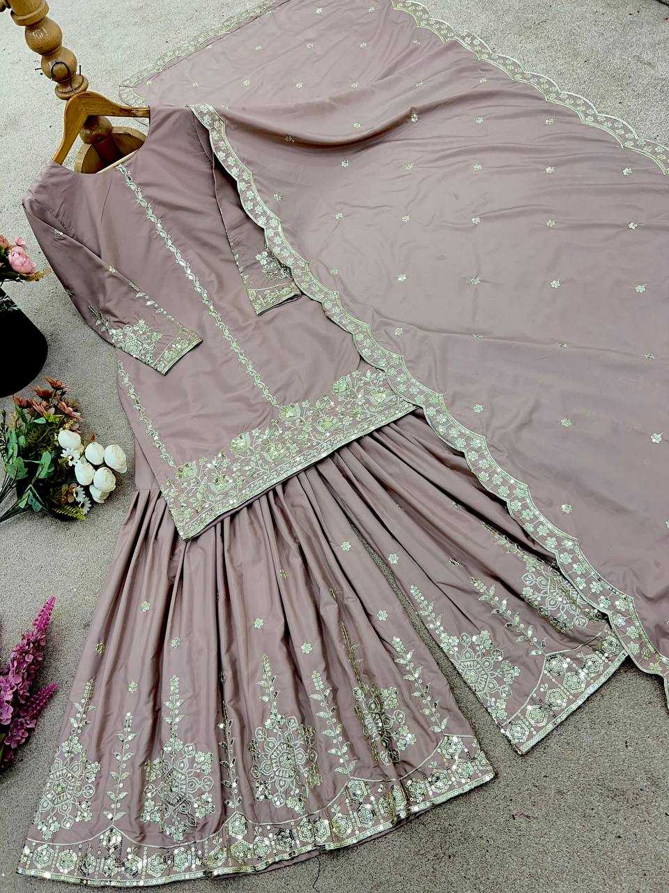 Ynf Crepe Silk KESH499 862 Suits & Dresses Wedding Collections Festive Collections Wholesale Sharara Salwar Suits Embroidery Suits Ladies Silk Suit Manufacturer