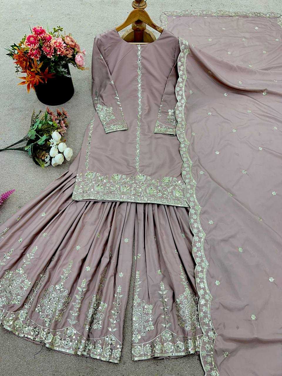 Ynf Crepe Silk KESH499 862 Suits & Dresses Wedding Collections Festive Collections Wholesale Sharara Salwar Suits Embroidery Suits Ladies Silk Suit Manufacturer