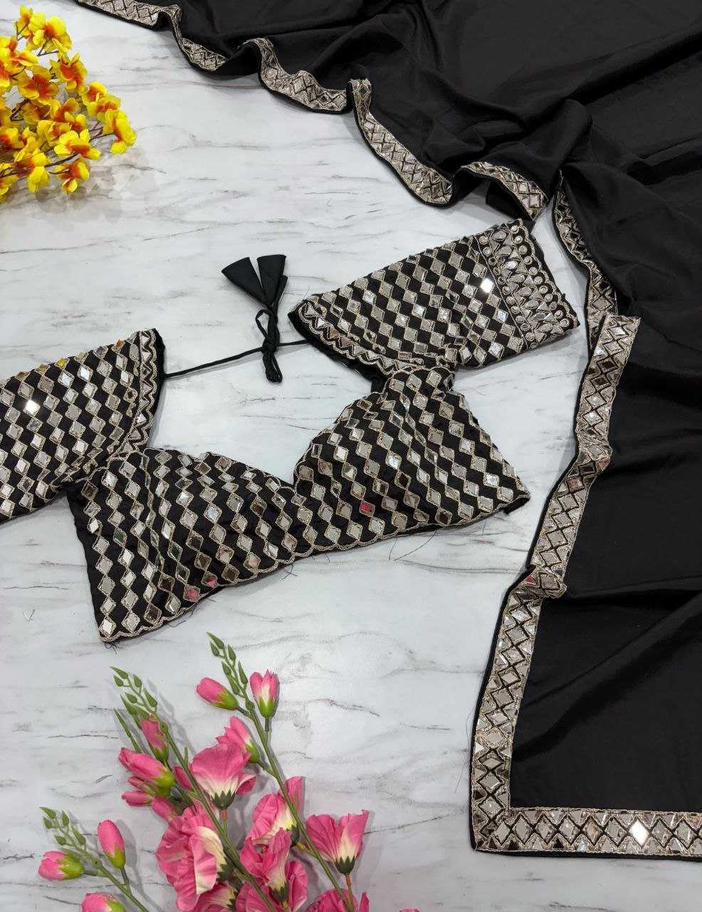 Ynf Crepe KESH508 71 Sarees Wholesale Designer Sarees Fancy Sarees Mirror Work Saree Manufacturer